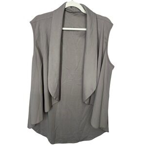 Gray Open Front Vest High Low Hem Flowy Fabric Women's Size XL